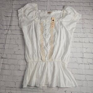 MOA Collection‎ White Embroidered Lace Peasant Tunic Blouse Top XXL